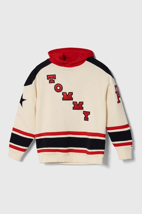Dětská bavlněná mikina Tommy Hilfiger s kapucí béžová KB0KB08716.PPYH