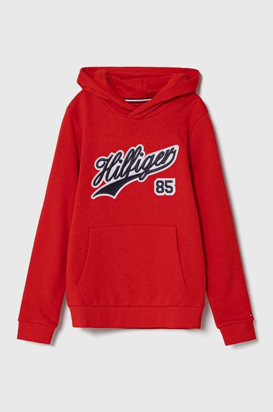 Παιδική βαμβακερή μπλούζα Tommy Hilfiger με κουκούλα κόκκινο KB0KB08718.PPYH