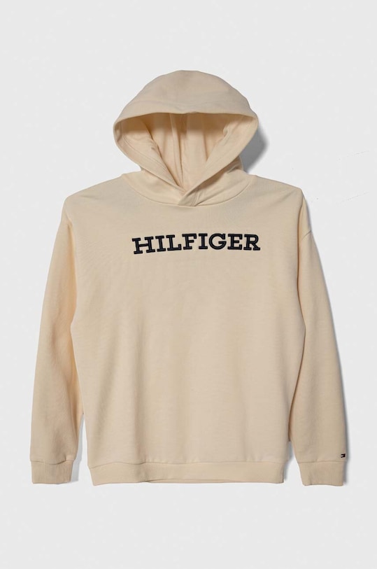 Tommy Hilfiger bluza bawełniana dziecięca z kapturem beżowy KS0KS00537.128.176.PPYH