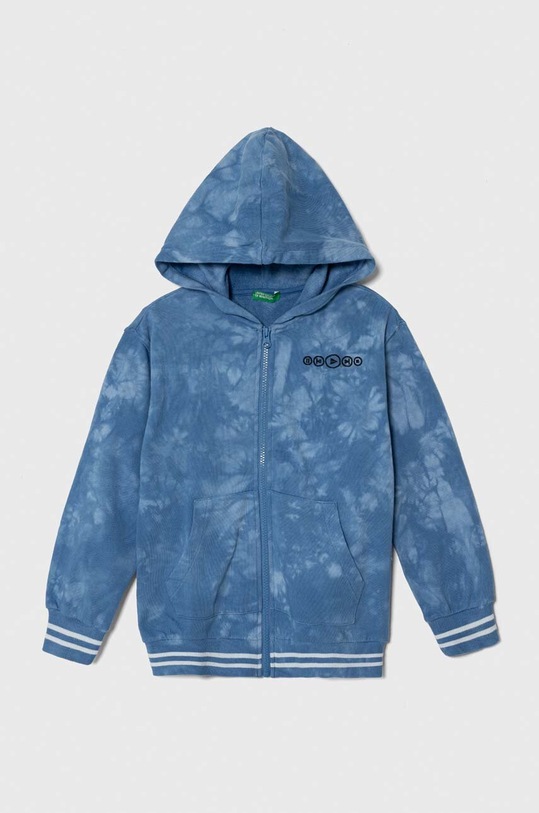 United Colors of Benetton bluza bawełniana dziecięca z kapturem niebieski 3EM5C503Q.G.Seasonal