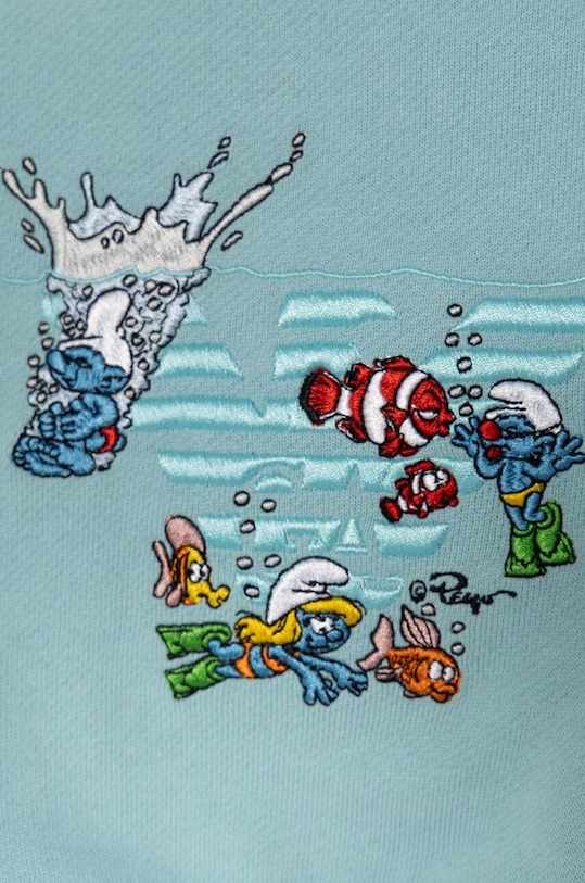 Chłopiec Emporio Armani bluza bawełniana niemowlęca x The Smurfs 3DHMJN.3J5GZ turkusowy