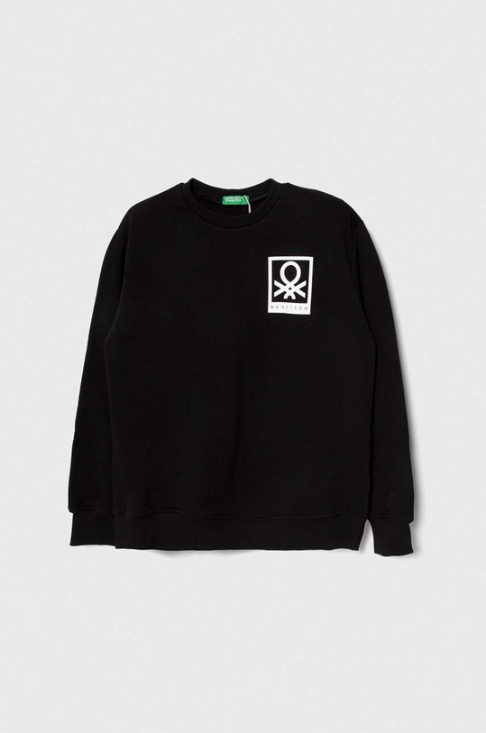United Colors of Benetton bluza bawełniana dziecięca nadruk czarny 3J68C10H1.G.Seasonal