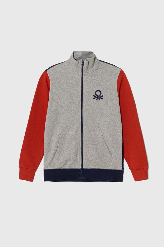 Детски памучен суичър United Colors of Benetton памук сив 3J68C501B.G.Sea.PPYH