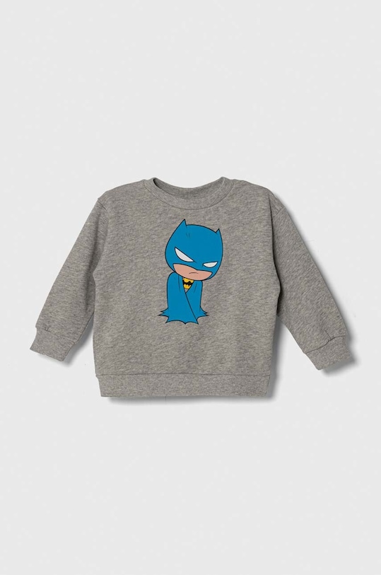 Dětská bavlněná mikina United Colors of Benetton x DC bez kapuce šedá 3J68G10EB.P.Seasonal