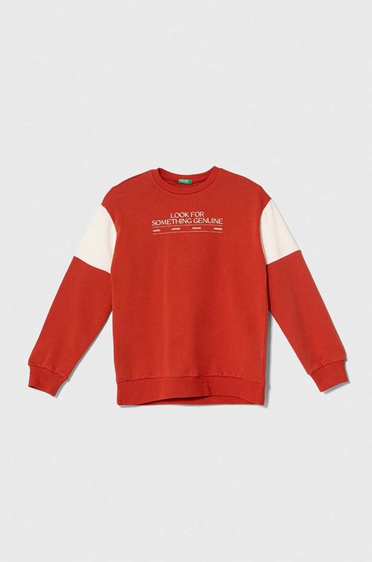 Dětská bavlněná mikina United Colors of Benetton potisk červená 3J70C10HW.G.Seasonal