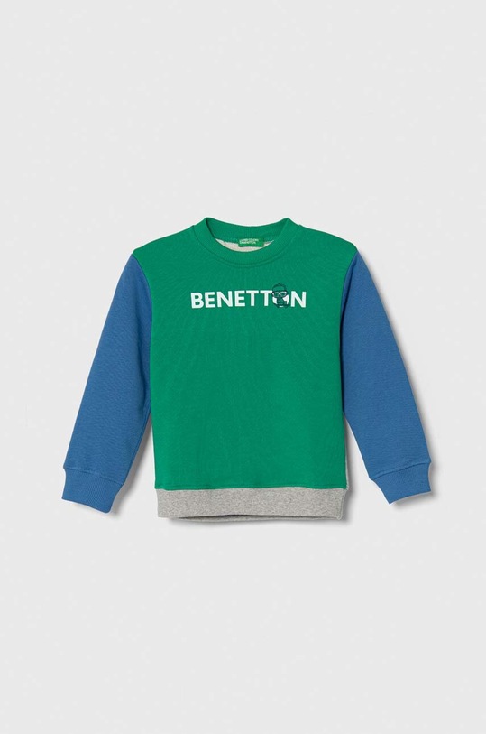 United Colors of Benetton bluza bawełniana dziecięca nadruk zielony 3J70G10CW.P.Seasonal
