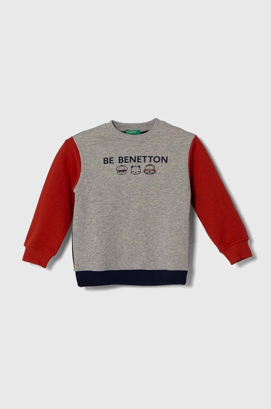 United Colors of Benetton bluza bawełniana dziecięca nadruk szary 3J70G10CW.P.Seasonal