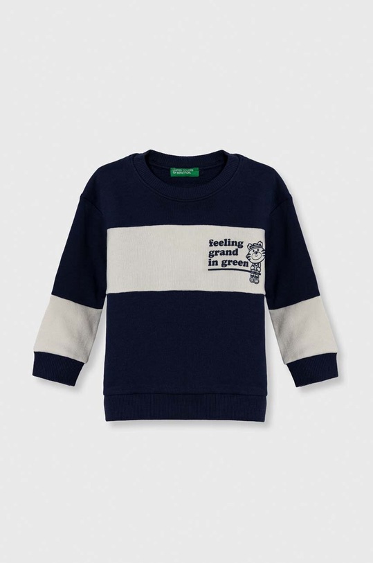 United Colors of Benetton bluza bawełniana dziecięca nadruk granatowy 3J70G10DN.P.Seasonal