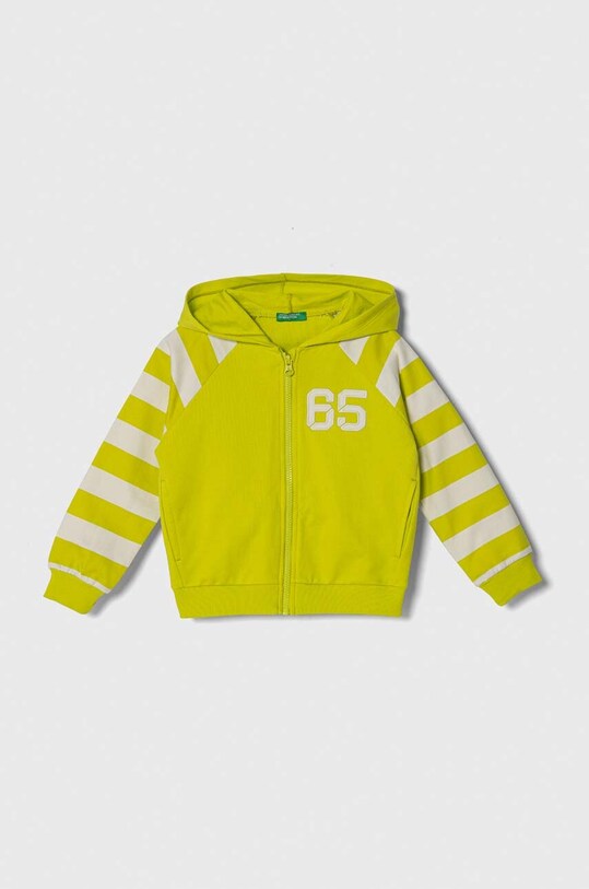 Дитяча кофта United Colors of Benetton з капюшоном зелений 3BC1G502Z.P.Seasonal