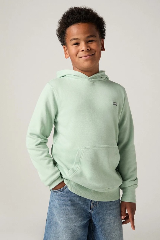 Levi's bluza dziecięca LVB MINI BATWING PULL OVER HOO z kapturem zielony 9EK422