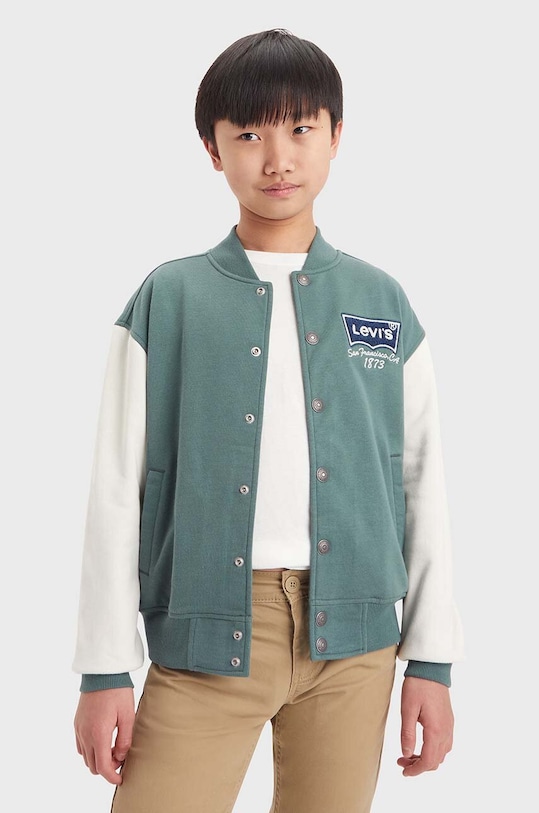 Levi's kurtka bomber dziecięca LVB PREP SPORT BOMBER JACKET bez kaptura zielony 9EK811