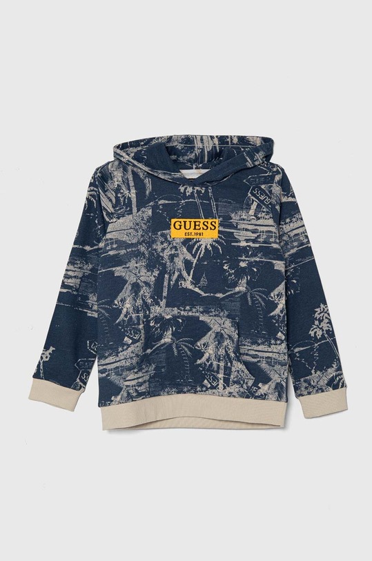 Guess bluza bawełniana dziecięca z kapturem niebieski N4GQ01.KA6R3.PPYH