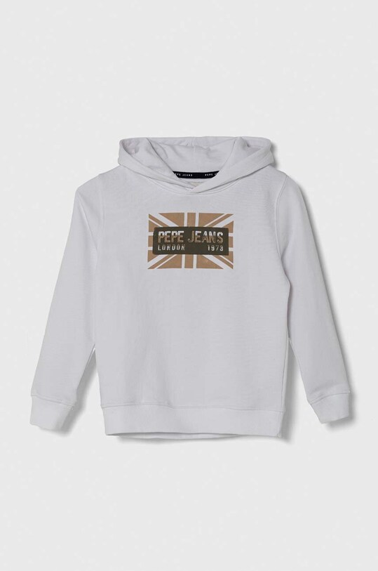 Детская хлопковая кофта Pepe Jeans BARNEY с капюшоном белый PB581604