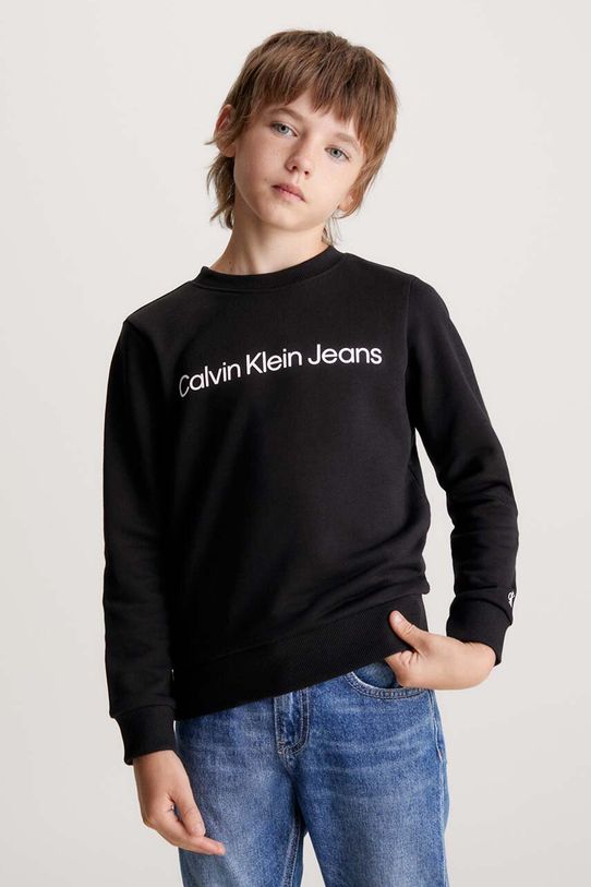 Calvin Klein Jeans bluza bawełniana dziecięca nadruk czarny IU0IU00581.PPYH