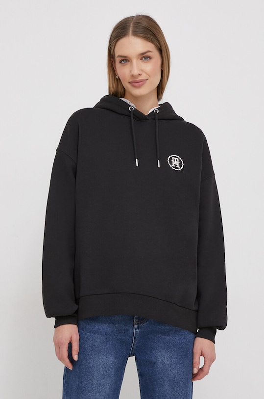 Tommy Hilfiger bluză uni negru WW0WW39798