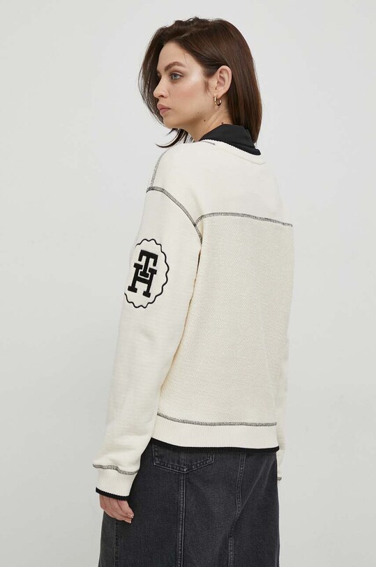 Ρούχα Βαμβακερή μπλούζα Tommy Hilfiger WW0WW40575 μπεζ