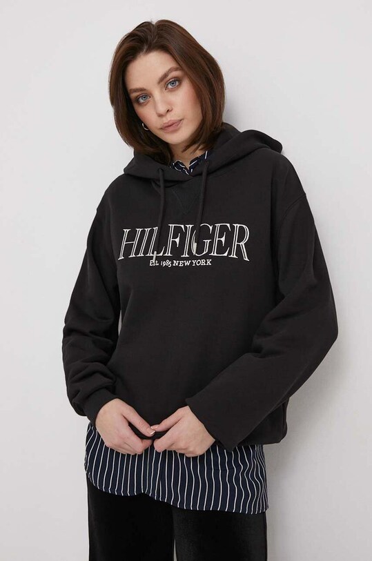 Tommy Hilfiger hanorac de bumbac imprimeu negru WW0WW41042