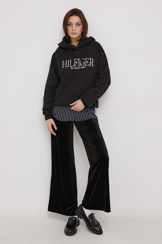 Tommy Hilfiger hanorac de bumbac WW0WW41042 negru SS24