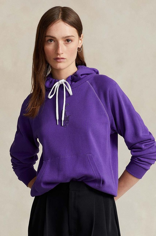 Βαμβακερή μπλούζα Polo Ralph Lauren με κουκούλα μωβ 211916119