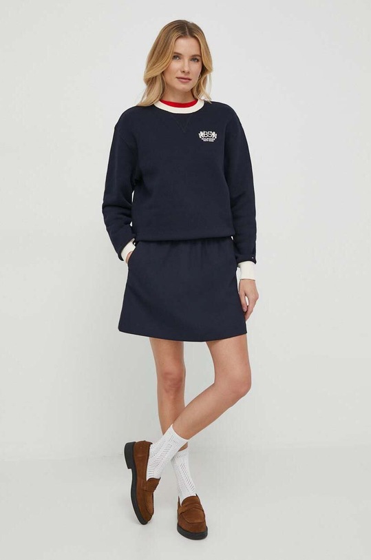 Tommy Hilfiger pamut melegítőfelső WW0WW40573 sötétkék SS24