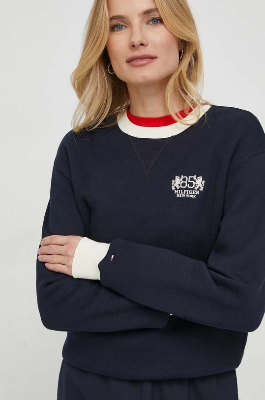 Tommy Hilfiger pamut melegítőfelső WW0WW40573 sötétkék