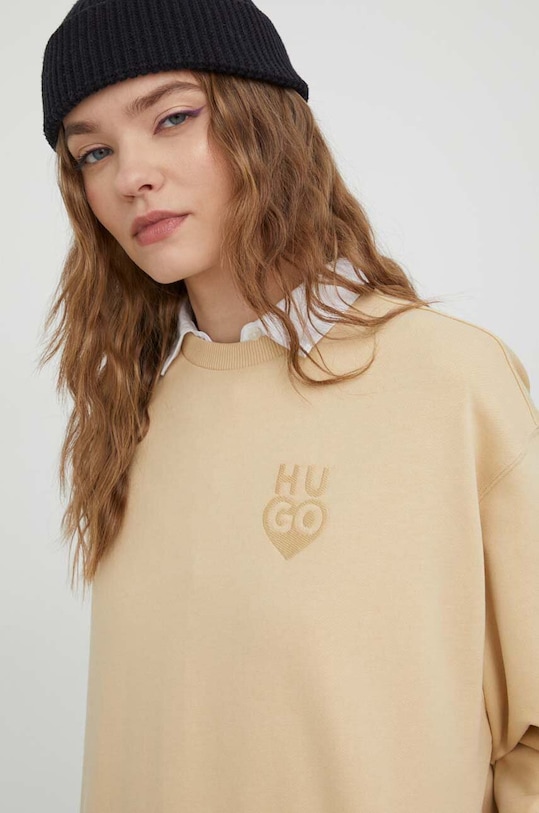Bavlněná mikina HUGO béžová 50515868