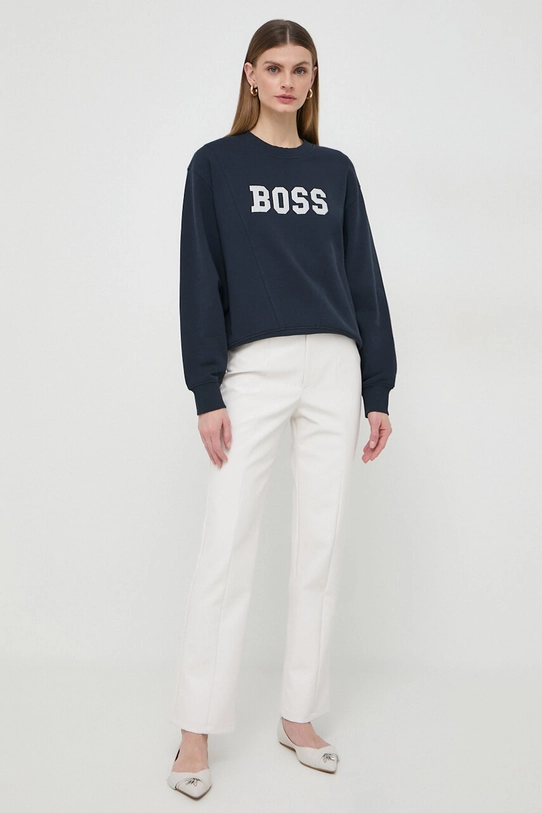 Boss Orange bluza bawełniana 50518009 granatowy SS24