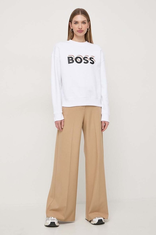 Βαμβακερή μπλούζα BOSS 50508499 λευκό SS24