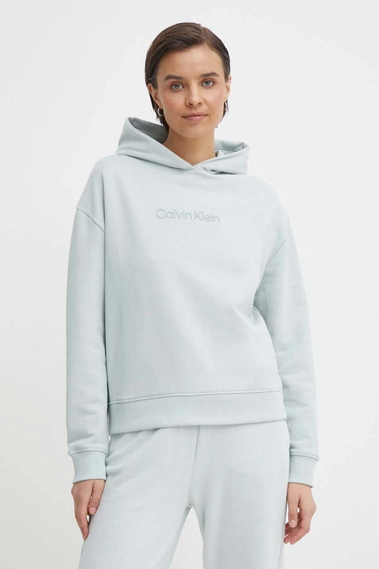 Бавовняна кофта Calvin Klein з капюшоном блакитний K20K205449