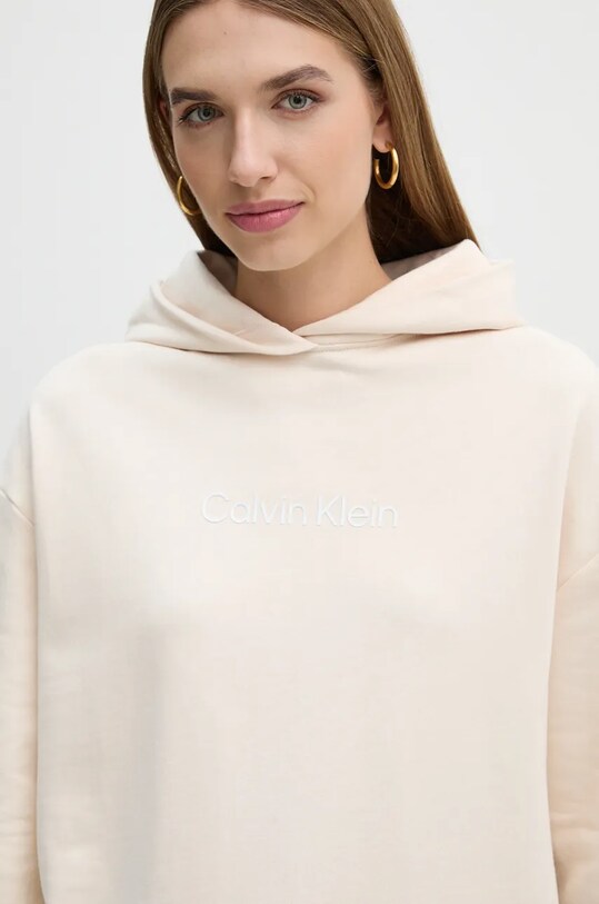 Бавовняна кофта Calvin Klein з капюшоном бежевий K20K205449