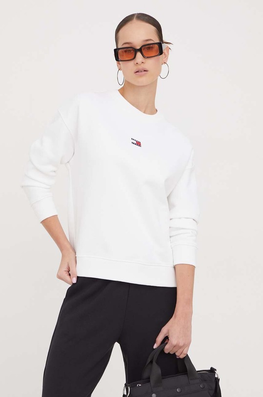 Tommy Jeans pamut melegítőfelső fehér DW0DW17325