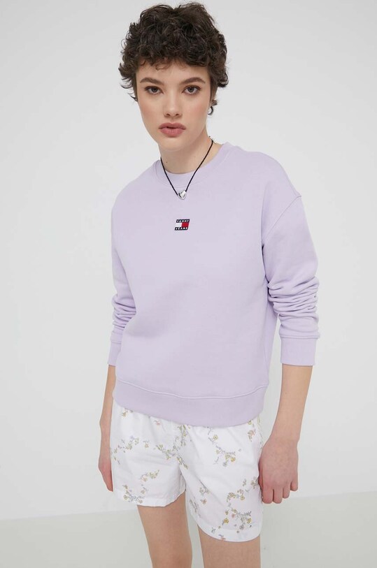 Tommy Jeans felpa in cotone senza violetto DW0DW17325