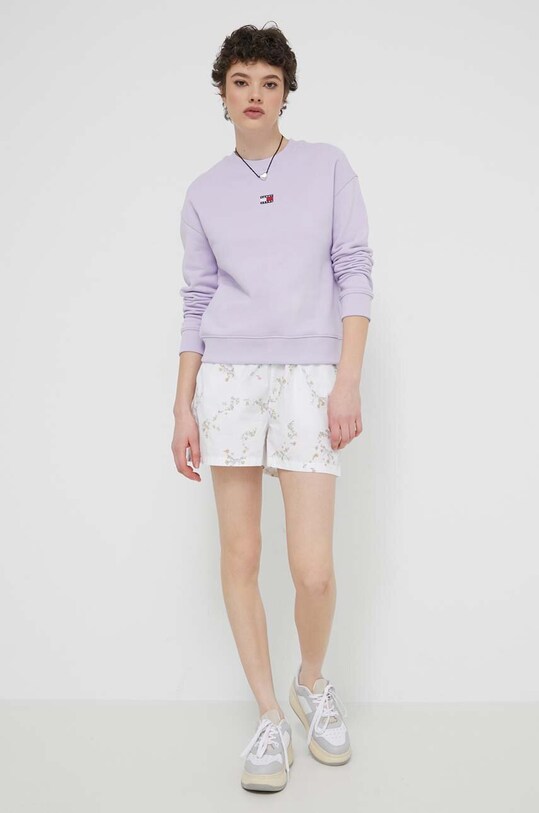 Tommy Jeans felpa in cotone DW0DW17325 violetto AW24