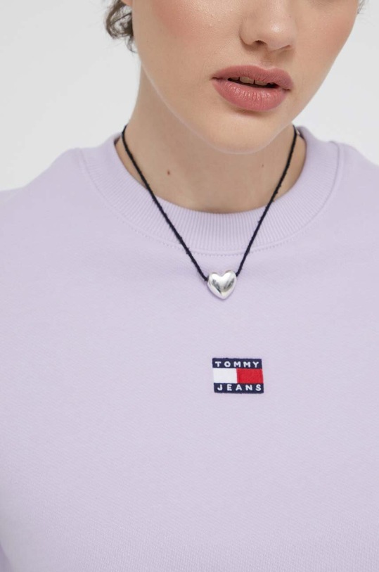 Bavlněná mikina Tommy Jeans DW0DW17325 fialová