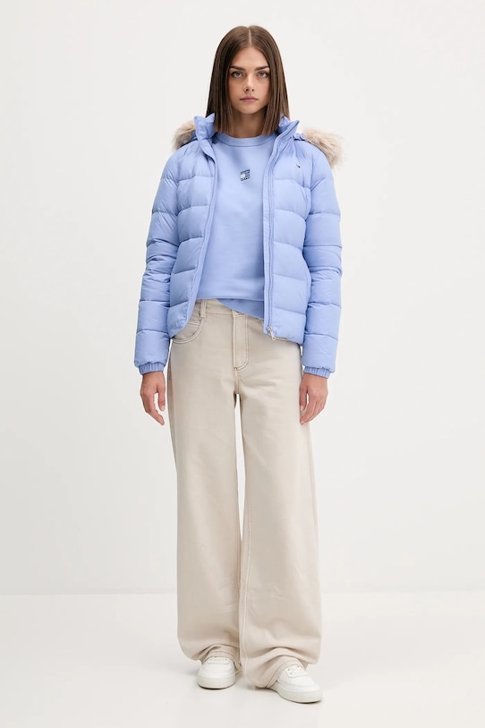 Bombažen pulover Tommy Jeans DW0DW17325 modra AW25