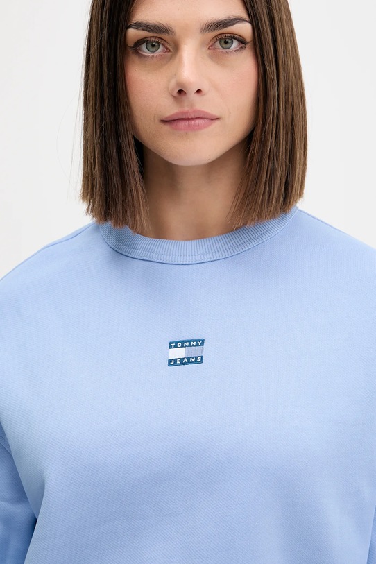Bombažen pulover Tommy Jeans modra DW0DW17325