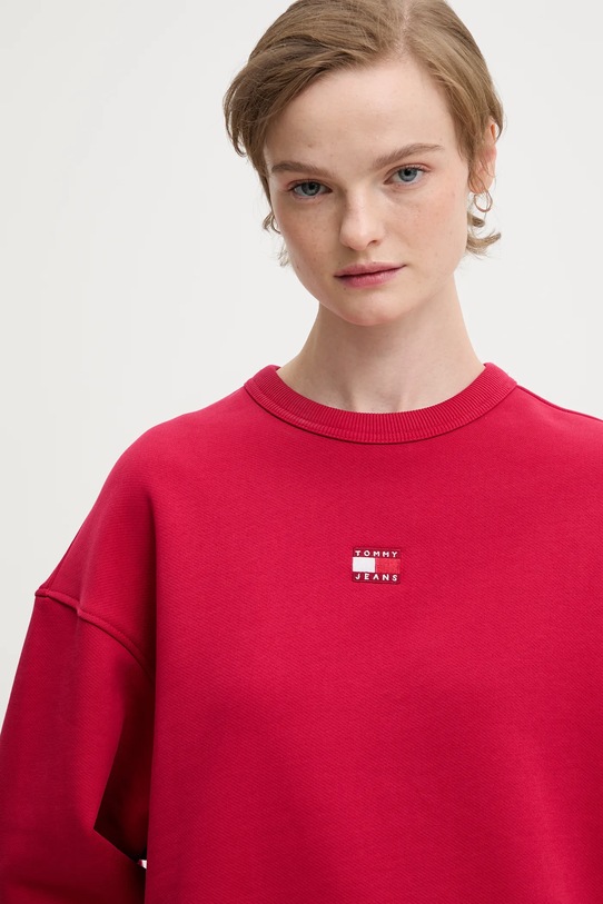 Βαμβακερή μπλούζα Tommy Jeans ροζ DW0DW17325