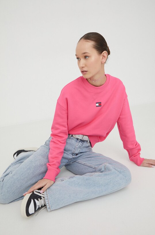 Tommy Jeans bluza bawełniana DW0DW17325 różowy AW24
