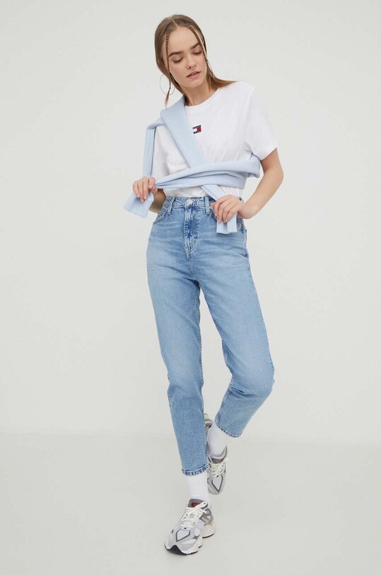 Бавовняна кофта Tommy Jeans DW0DW17325 блакитний AW24