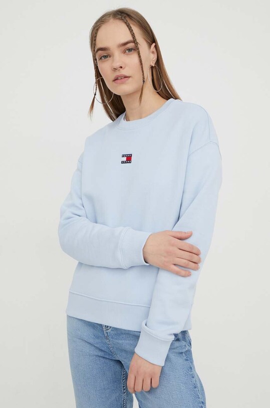 Bavlnená mikina Tommy Jeans modrá DW0DW17325