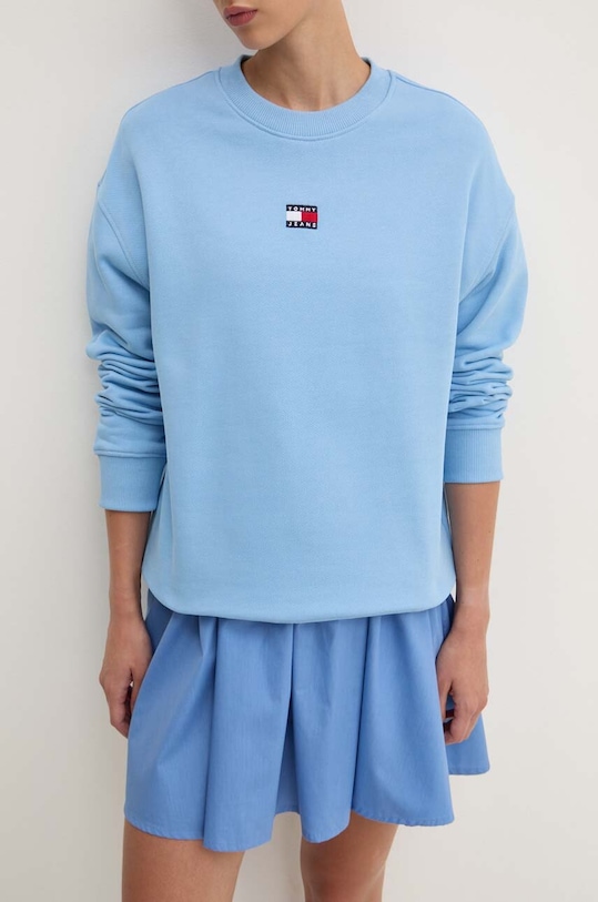 Tommy Jeans bluza bawełniana niebieski DW0DW17325