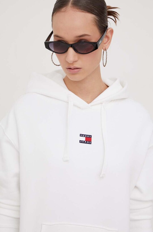 Tommy Jeans bluza bawełniana z kapturem biały DW0DW17326