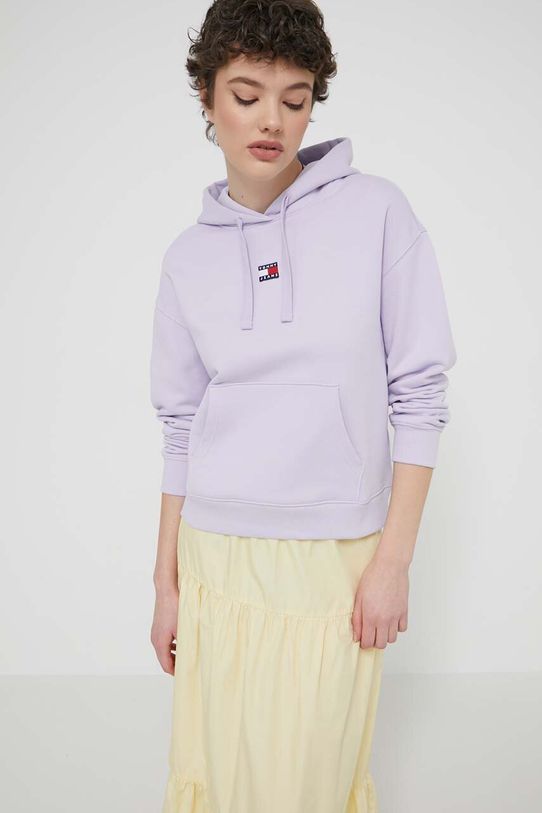 Хлопковая кофта Tommy Jeans хлопок фиолетовой DW0DW17326