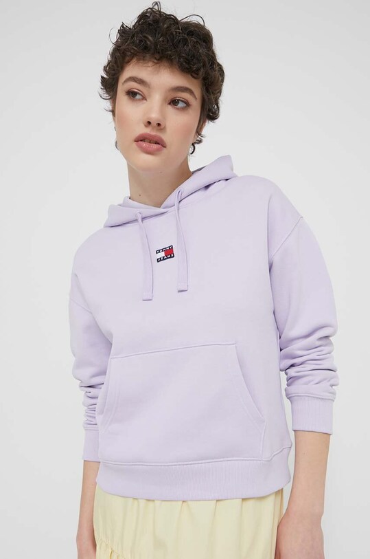 Bavlnená mikina Tommy Jeans fialová DW0DW17326