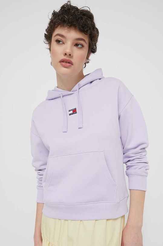 Tommy Jeans pamut melegítőfelső lila DW0DW17326