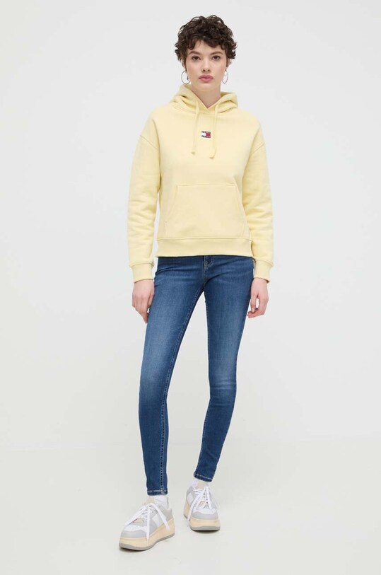Bavlnená mikina Tommy Jeans DW0DW17326 žltá AW24