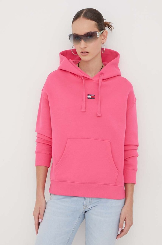Tommy Jeans pamut melegítőfelső pamut rózsaszín DW0DW17326