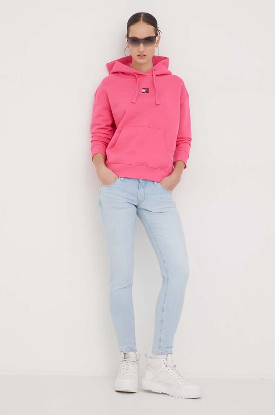 Tommy Jeans bluza bawełniana DW0DW17326 różowy AW24