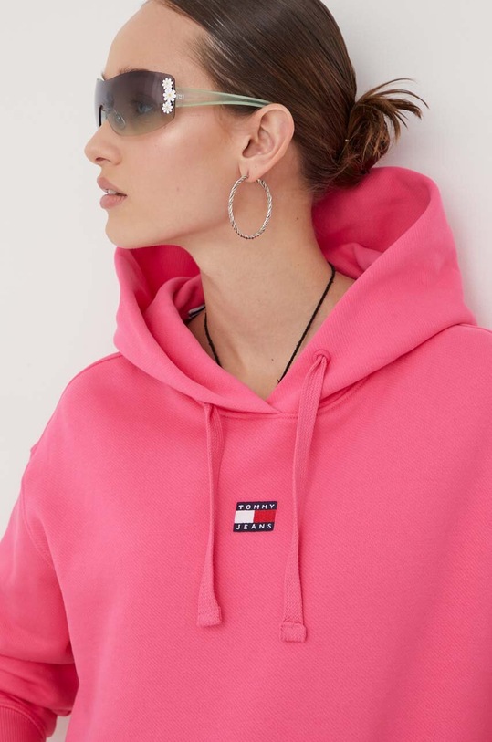 Tommy Jeans pamut melegítőfelső rózsaszín DW0DW17326