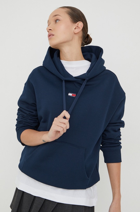 Tommy Jeans bluza bawełniana z kapturem granatowy DW0DW17326